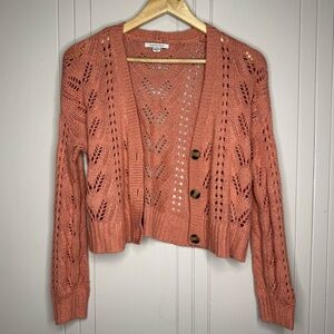 American Eagle Outfitters Peach/Pink Cropped Cardigan Sweater